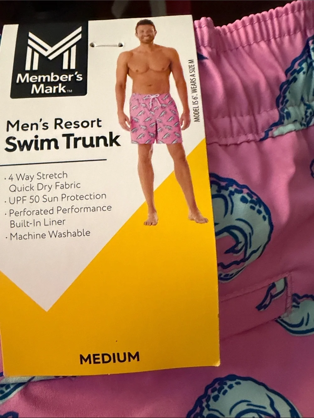 Mens Swim Trunks Gator Pink Resort Quick Dry Built in Liner  NWT